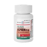GeriCare Aspirina 81 mg para adultos, comprimidos masticables, alivia molestias leves.