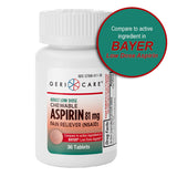 GeriCare Aspirina 81 mg, suave para el estómago en formato masticable.