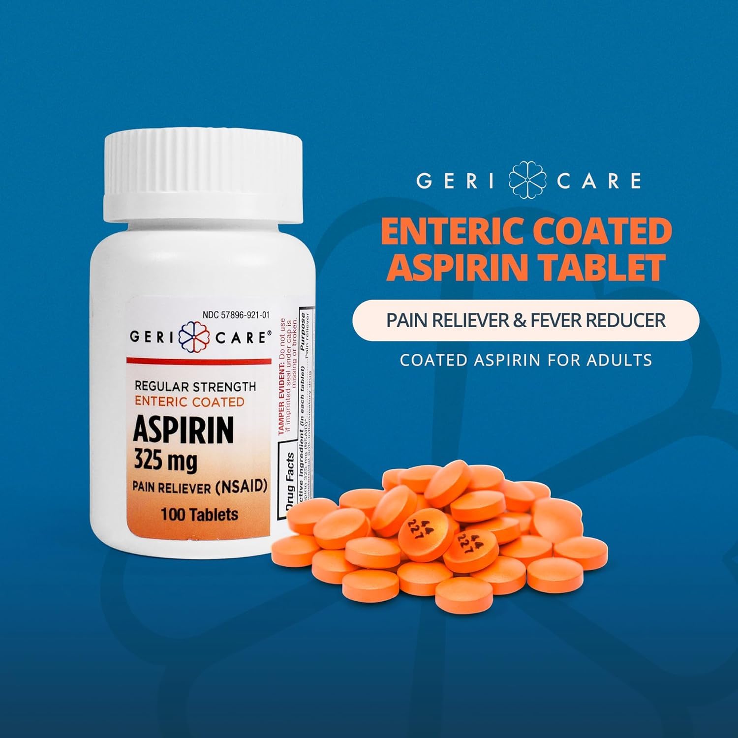 Tabletas entéricas de GeriCare 325 mg, listas para uso diario
