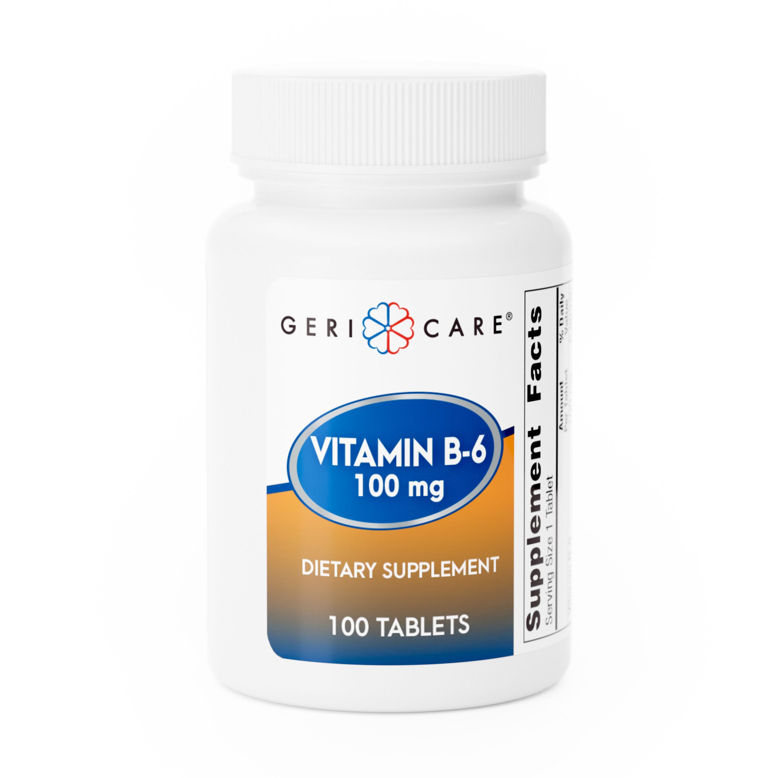 GeriCare B6 100 mg, bote frente, favorece el equilibrio nervioso diario.