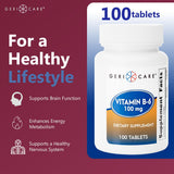 Etiqueta GeriCare B6 100 mg con instrucciones claras y uso seguro.