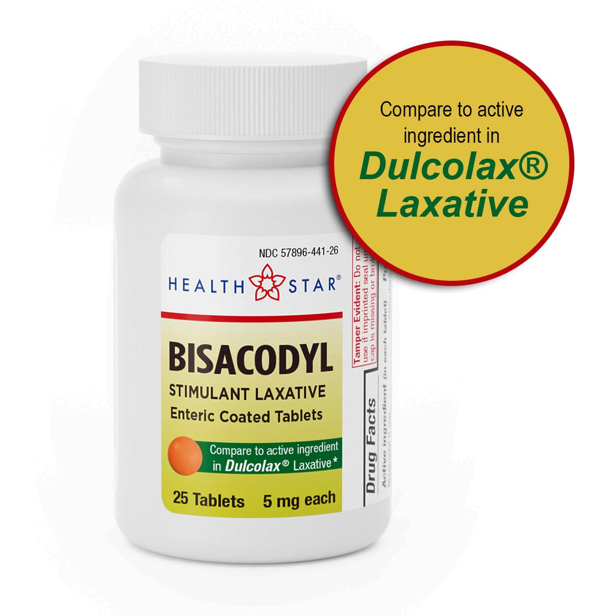 Persona sosteniendo tabletas de GeriCare Bisacodyl para consumo responsable.