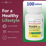 GeriCare Bisacodyl empaque 100 tabletas facilita suministro confiable en casa.