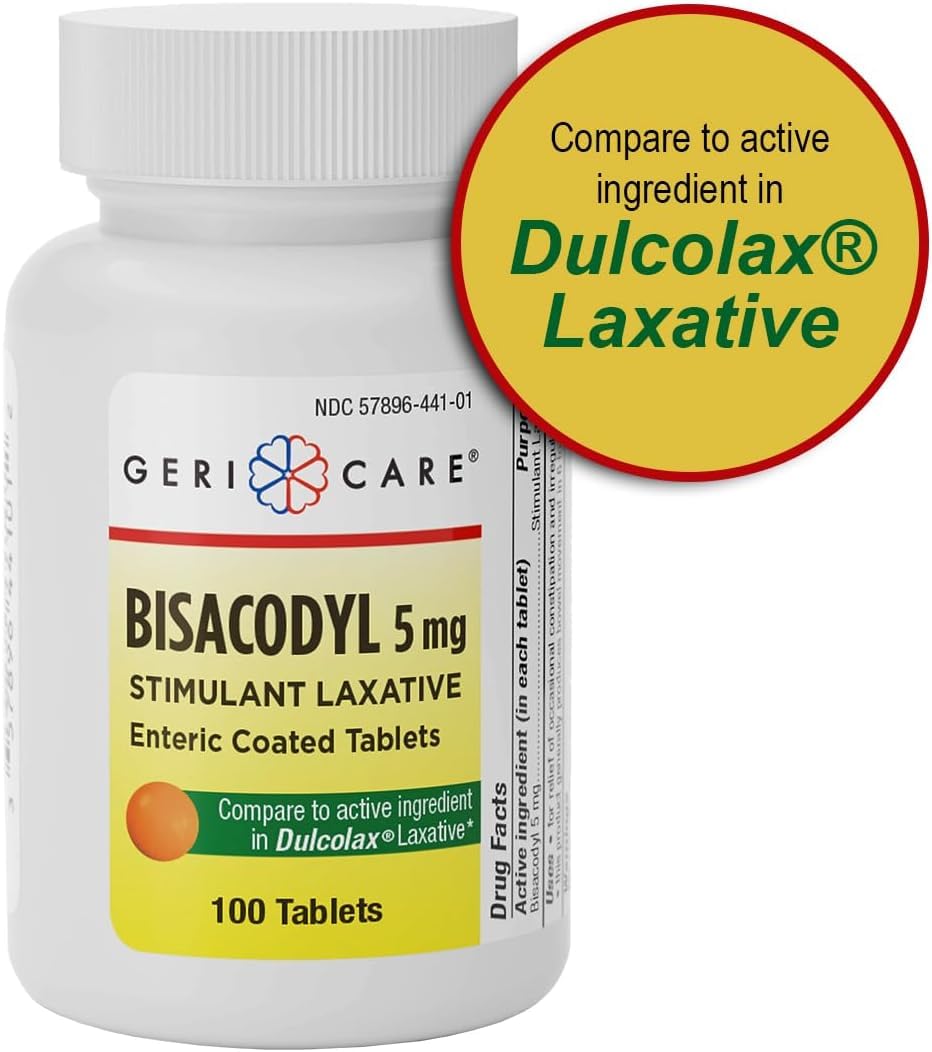 GeriCare Bisacodyl envase exterior destaca información clave.