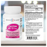 GeriCare Calcium 600mg, detalle de la tableta para fácil deglución.