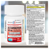 Cápsula de acetaminofén 500 mg de GeriCare para molestias.
