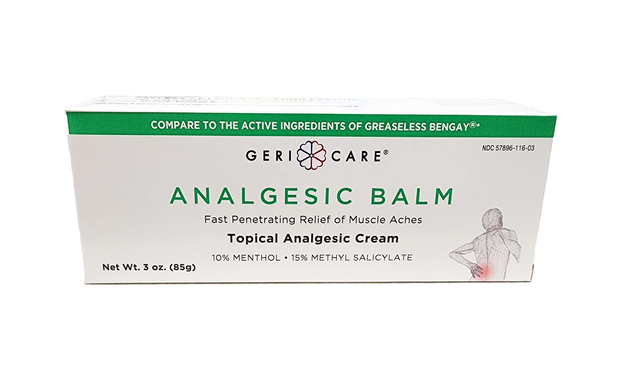 GeriCare crema analgésica tópica mentol 10% para alivio localizado del dolor