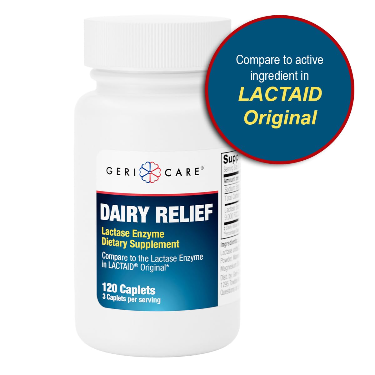 GeriCare Caplets de Lactasa, dosis diaria rápida y efectiva