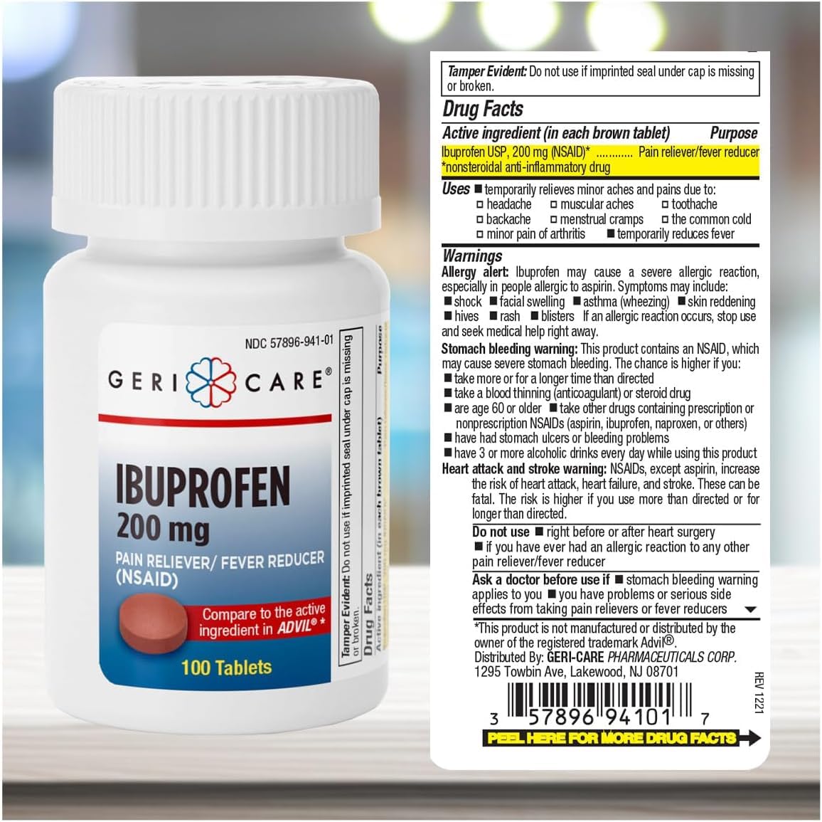 GeriCare Ibuprofeno, alivio rápido del dolor de cabeza para continuar.