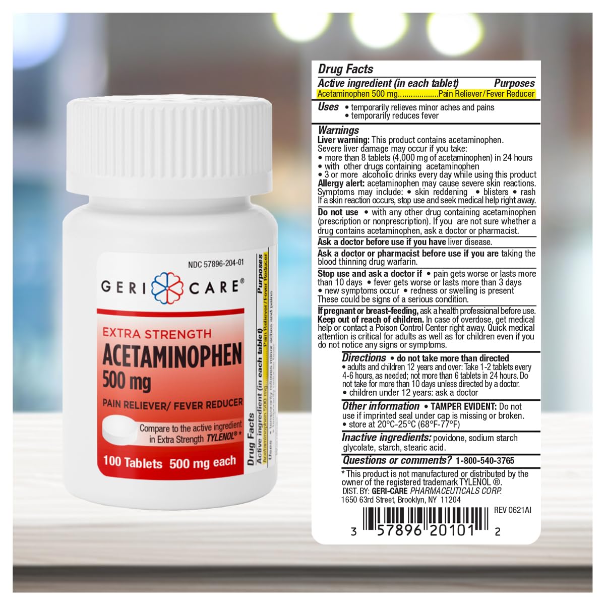 GeriCare paracetamol 500 mg: alivio rápido del dolor de cabeza.