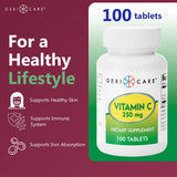GeriCare Vitamina C 250 mg: cápsulas para absorción y energía sostenida.