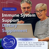 GeriCare Vitamina C 250 mg: detalle de cápsula naranja para apertura fácil.