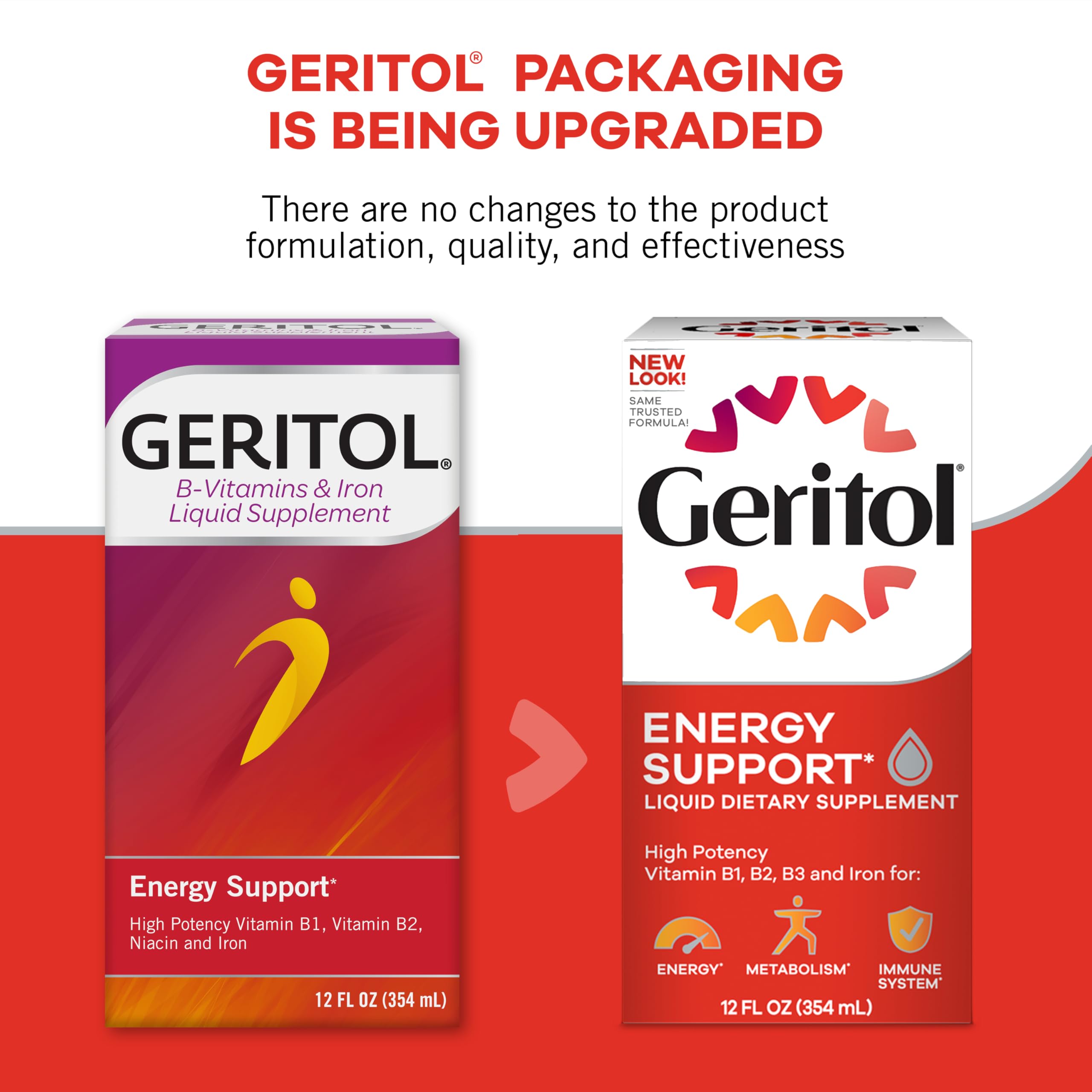 Geritol envase de 12 onzas y tres paquetes para el suministro