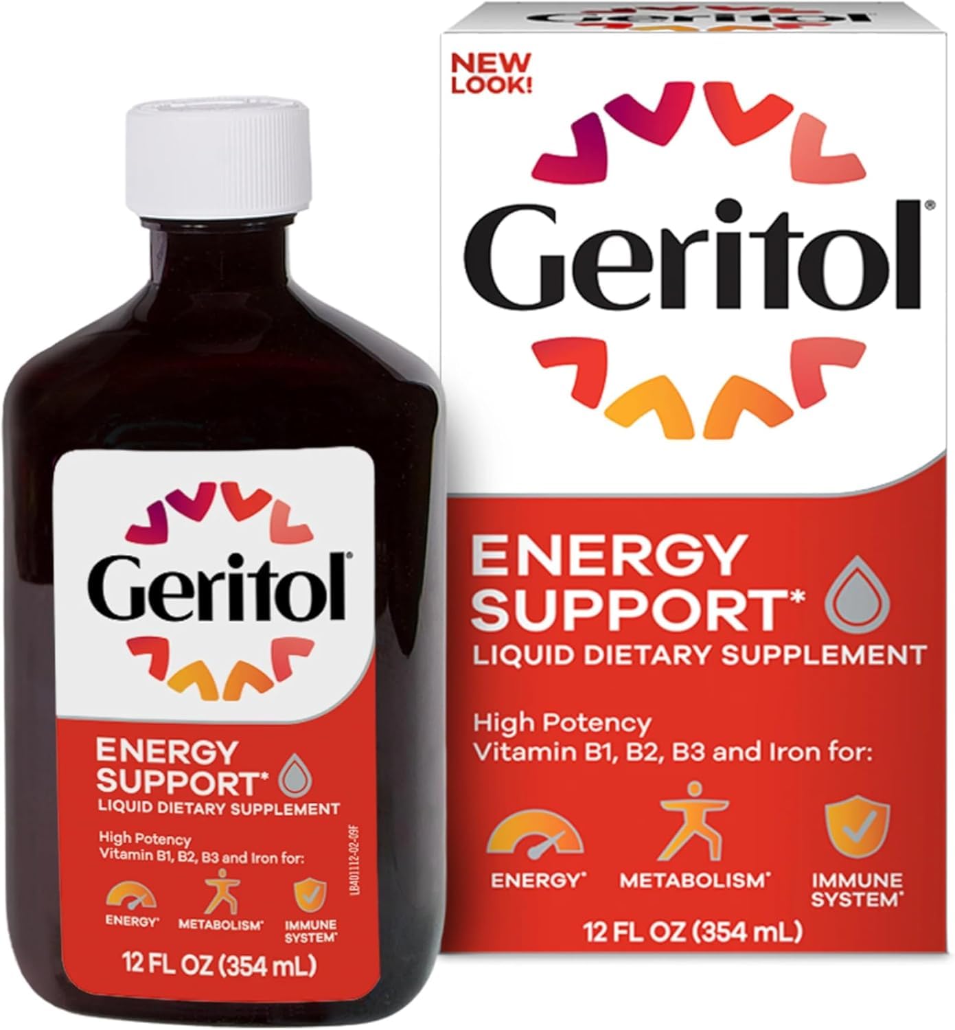 Geritol líquido sabor agradable, facilita la toma diaria para adultos.