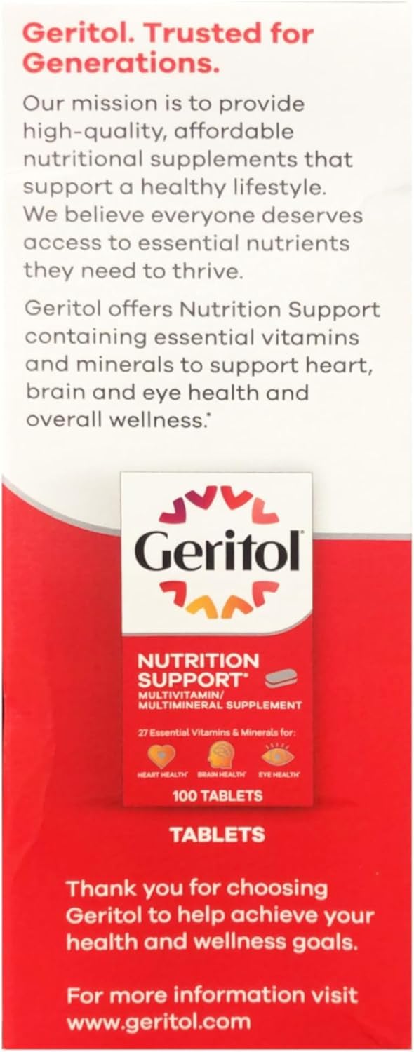 Geritol líquido con taza de dosificación para tomar una cucharada tras la comida.