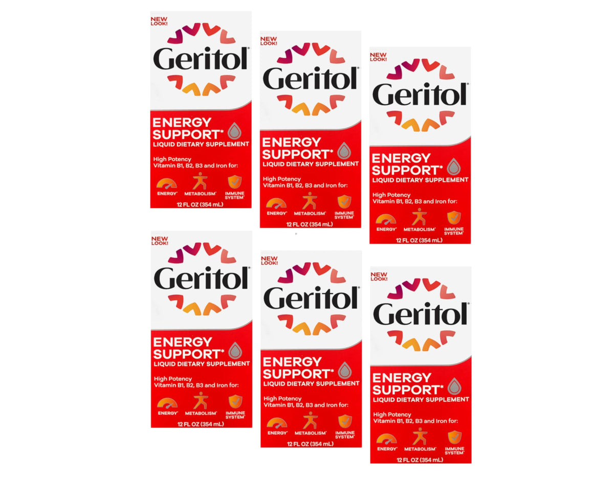 Geritol líquido, frasco medidor, facilita la dosificación diaria tras la comida.