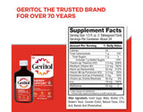 Geritol líquido, sabor agradable, experiencia de consumo suave.