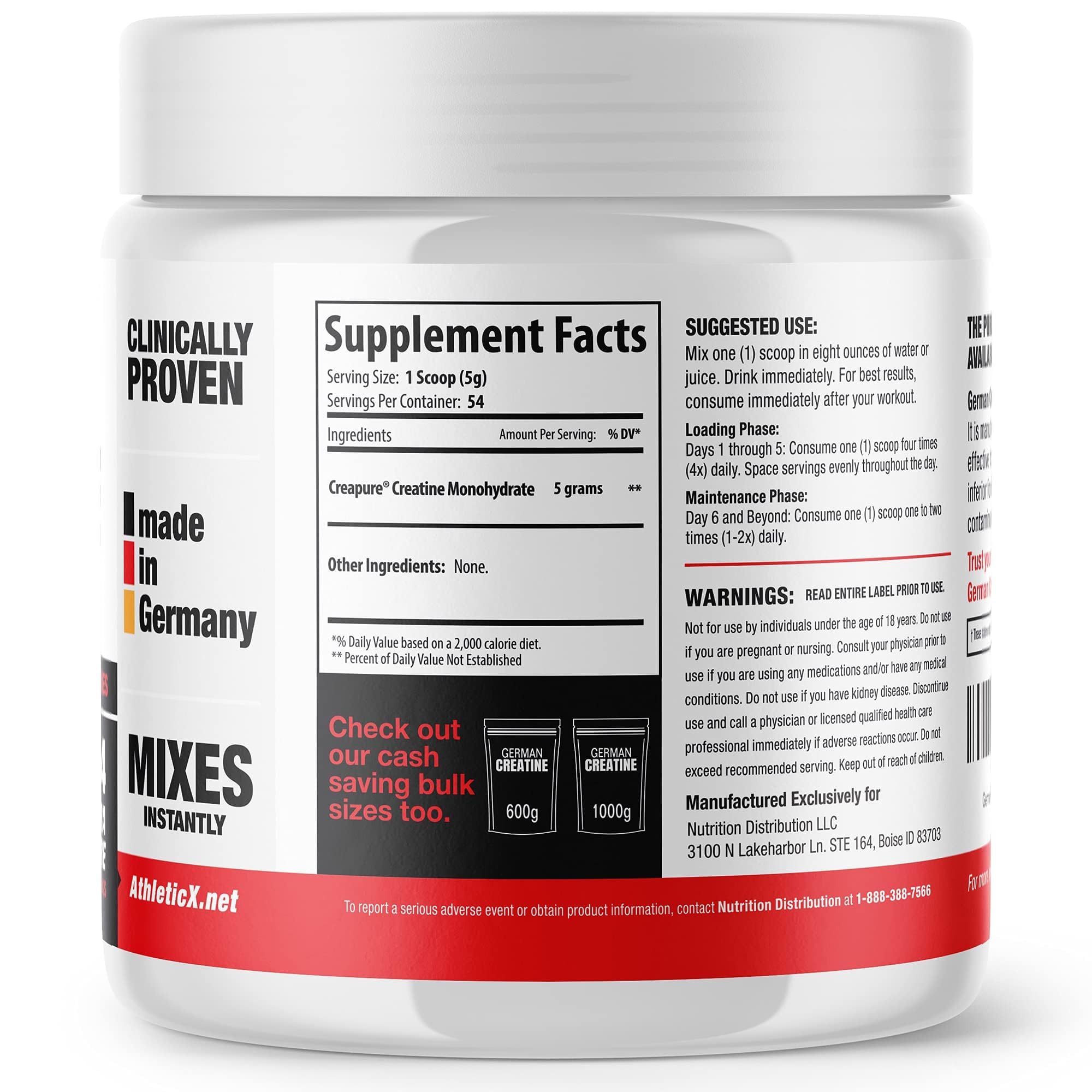 German Creatine en bote de 270 g para uso prolongado