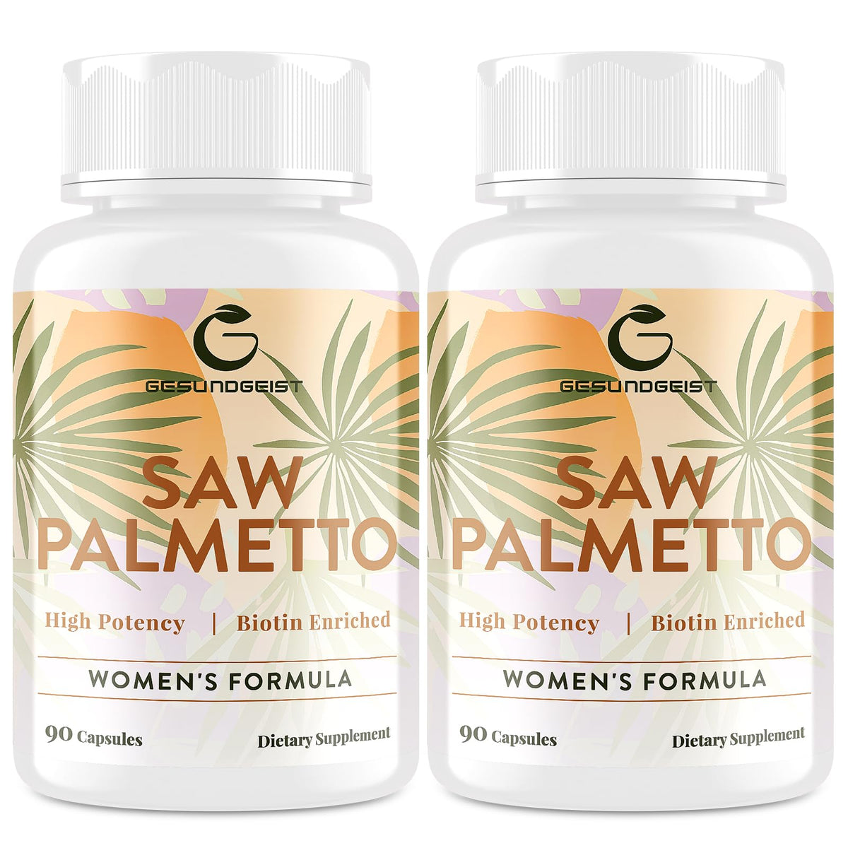 Gesundgeist Saw Palmetto para mujer, enfoque en cabello saludable y crecimiento potencial.
