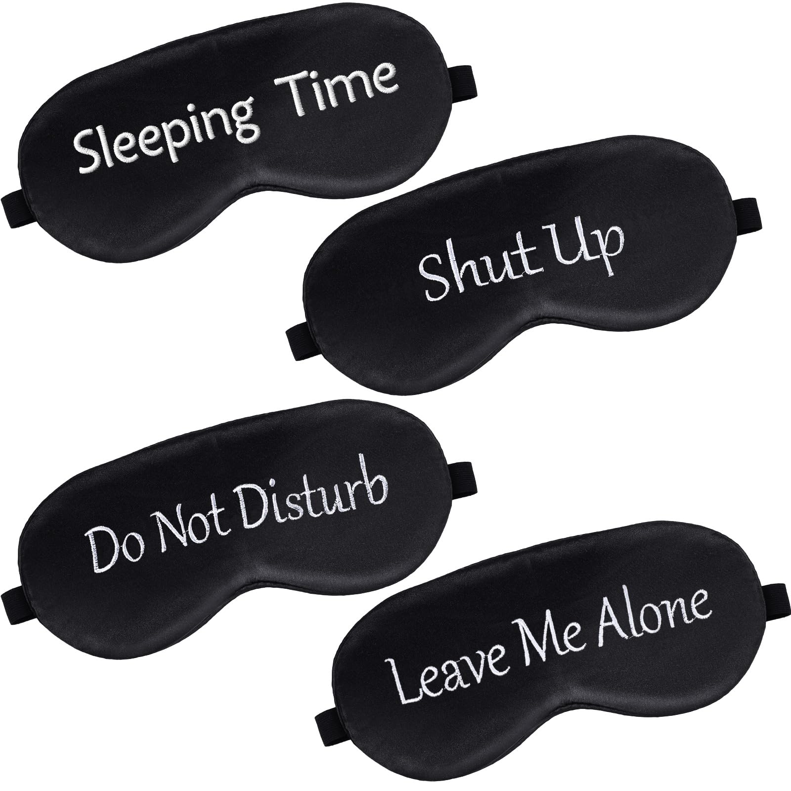 Antifaz Geyoga de seda negro, conjunto de 4 piezas para dormir y viajar.