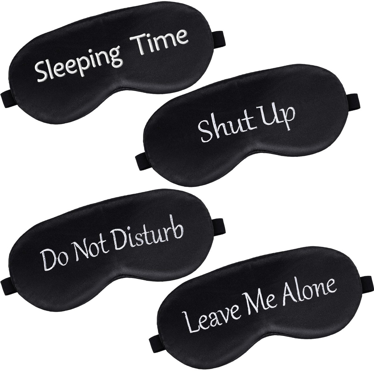 Antifaz Geyoga de seda negro, conjunto de 4 piezas para dormir y viajar.
