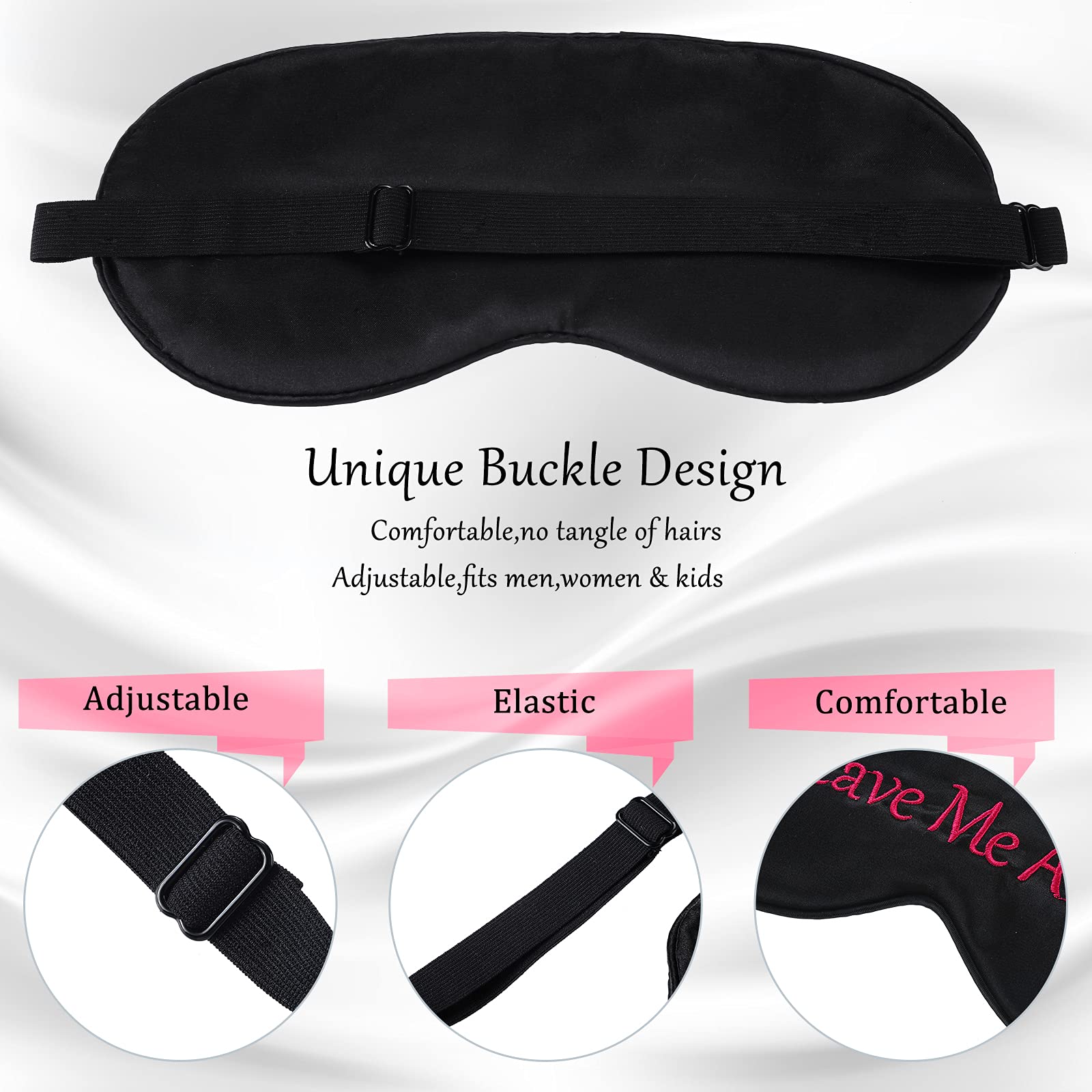 Conjunto de 4 mascarillas satin Geyoga para dormir en casa o viaje.