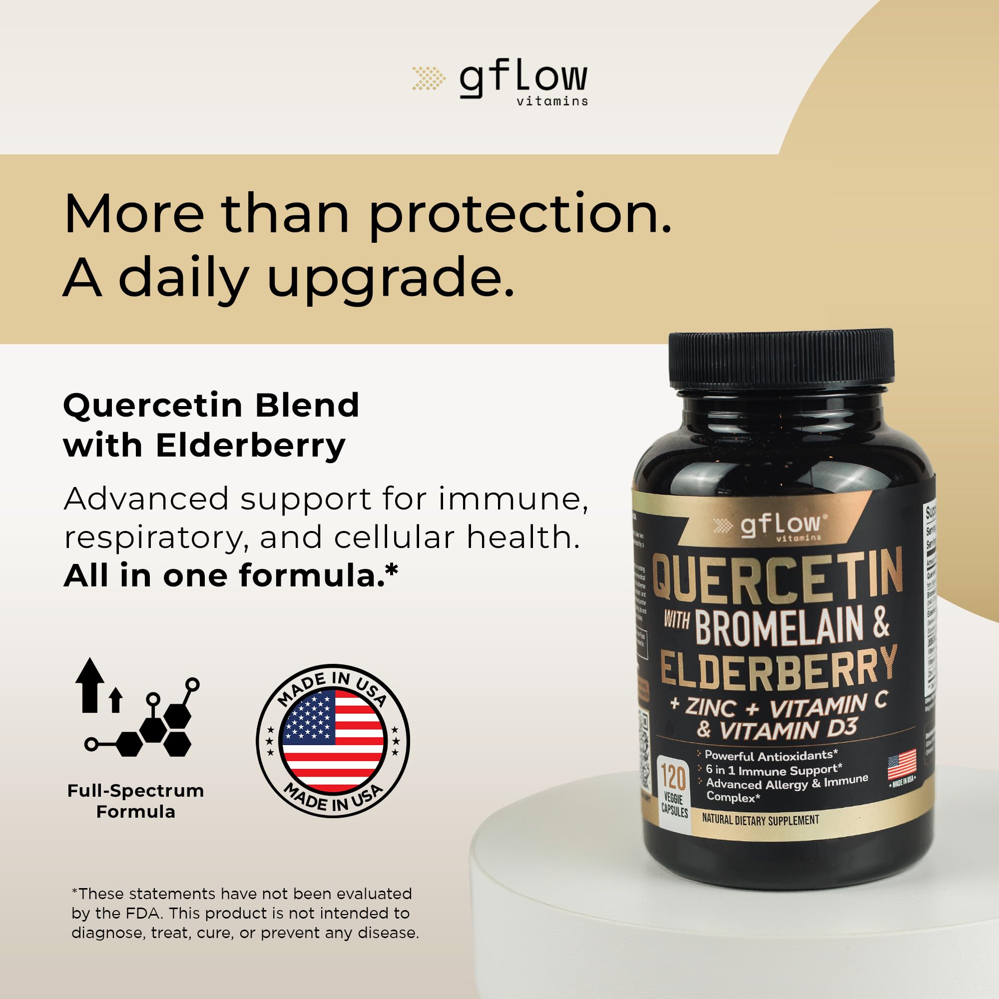gflow quercetina con bromelina cápsulas; absorción eficiente para el bienestar.