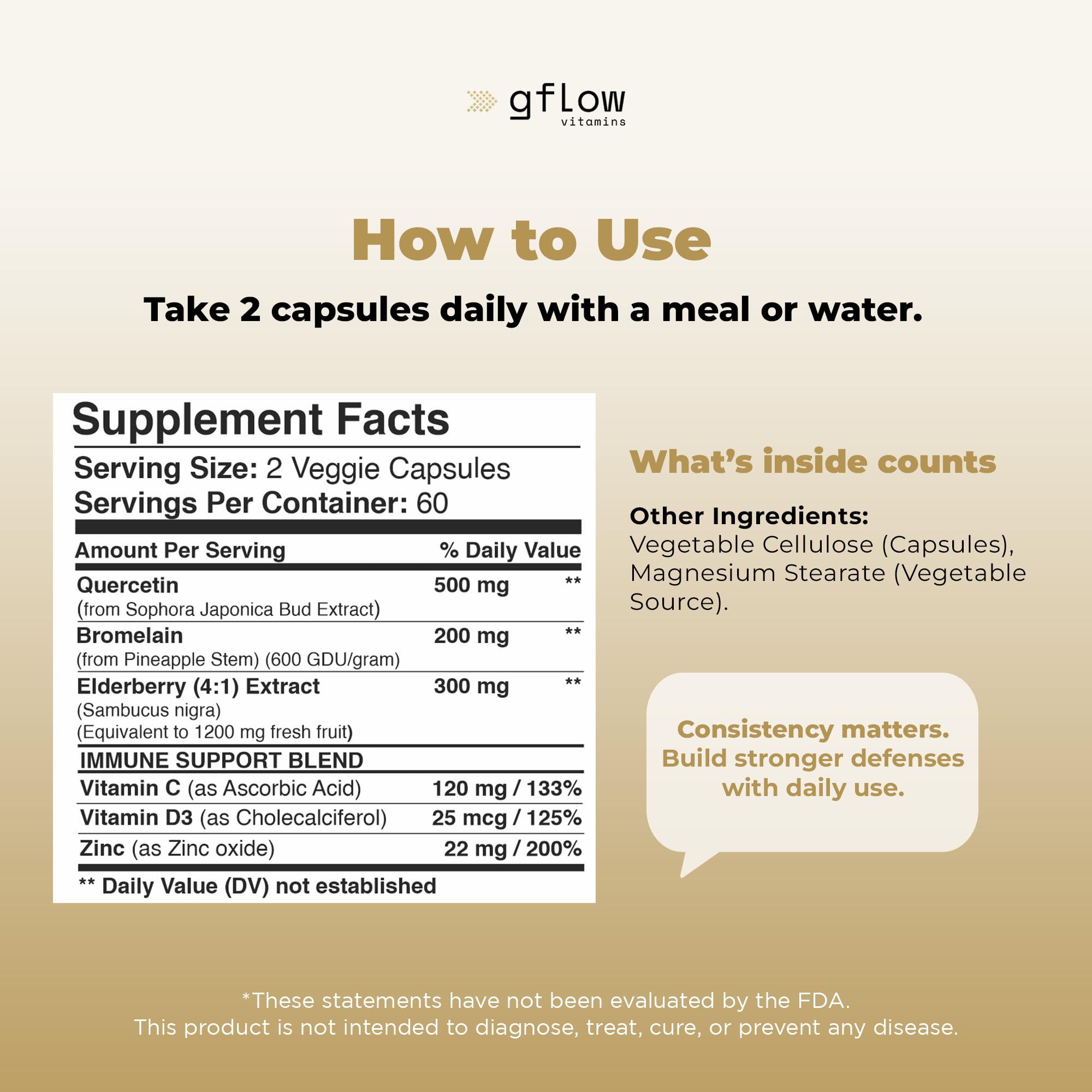 gflow vitamina D3 y saúco; complemento antioxidante para el día a día.