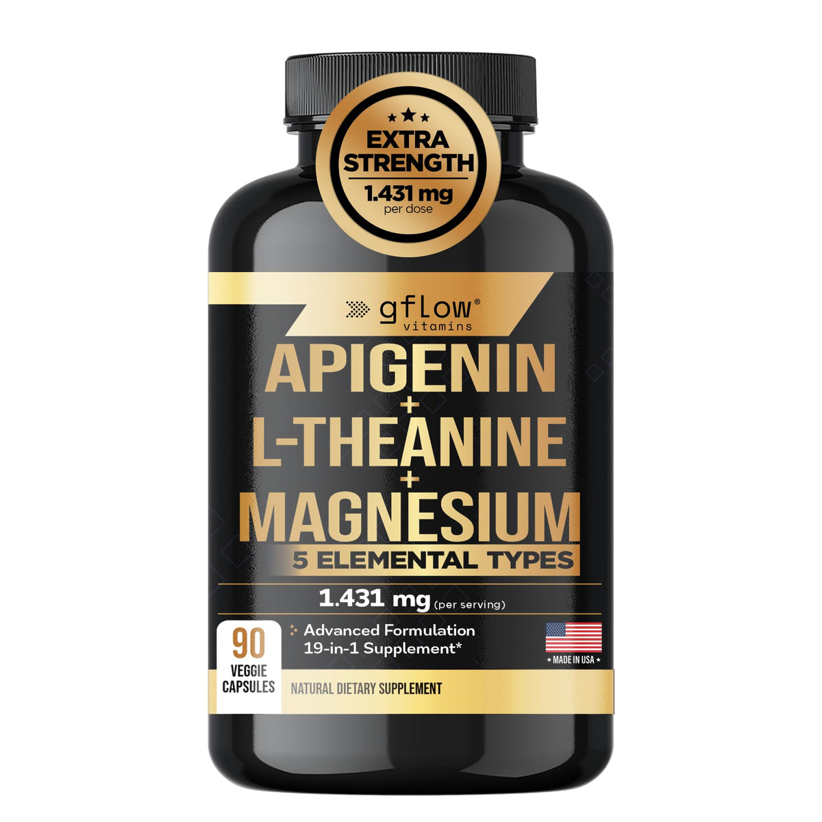 Gflow Vitamins Apigenina Sueño Frasco: promueve relajación para descansar mejor