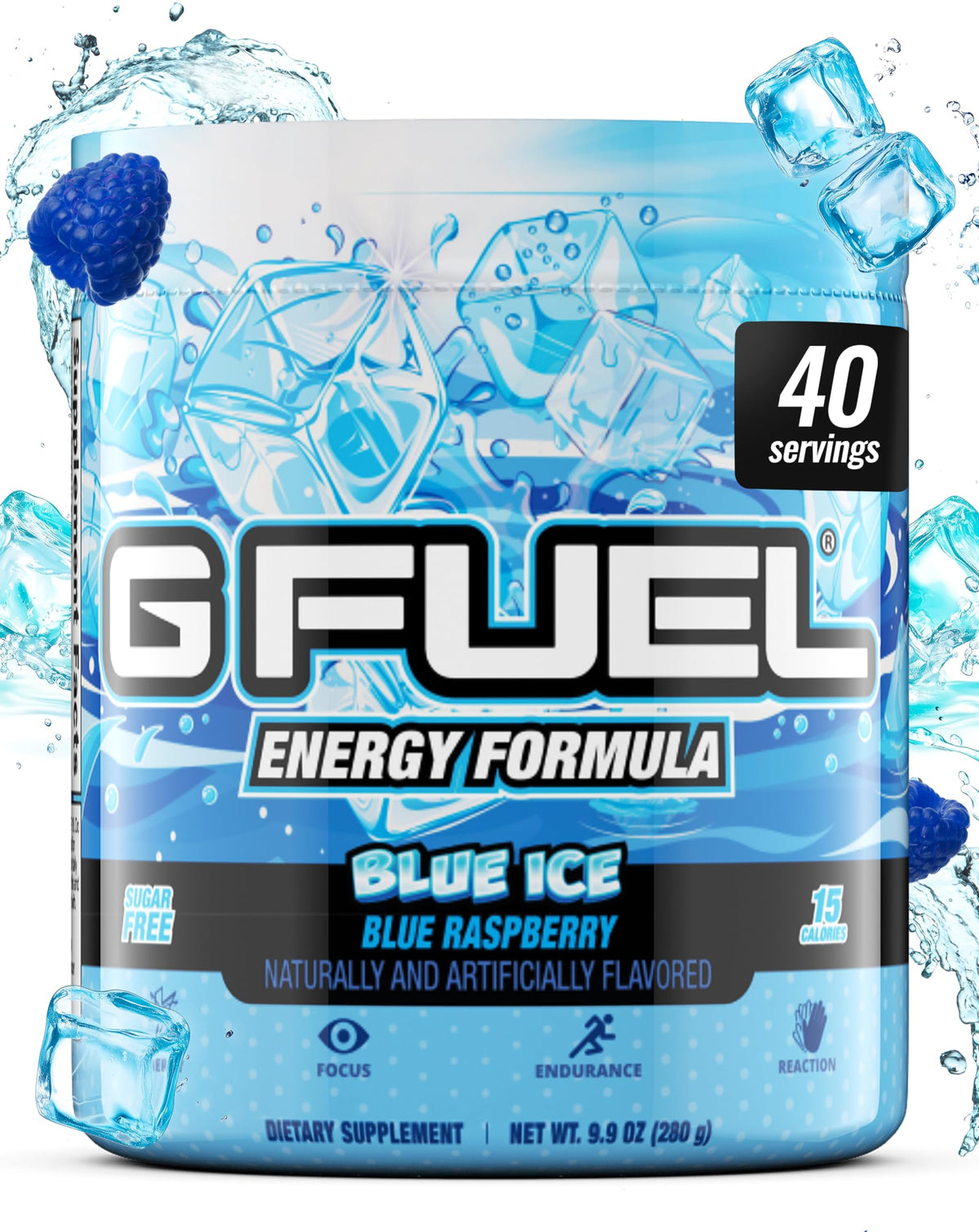 G Fuel Blue Ice polvo energizante para sesiones de juego.