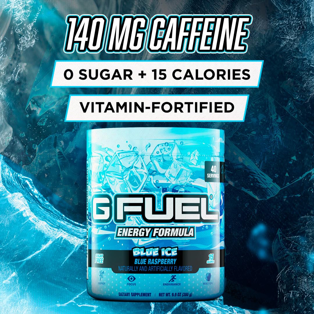G Fuel Blue Ice sabor arándano para experiencia fresca en juegos.
