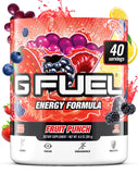 G Fuel sabor Fruta, botella derramando, energía limpia para sesiones largas de juego.