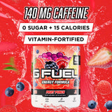 G Fuel sabor Fruta, polvo medido en cuchara, energía sostenida para competir.