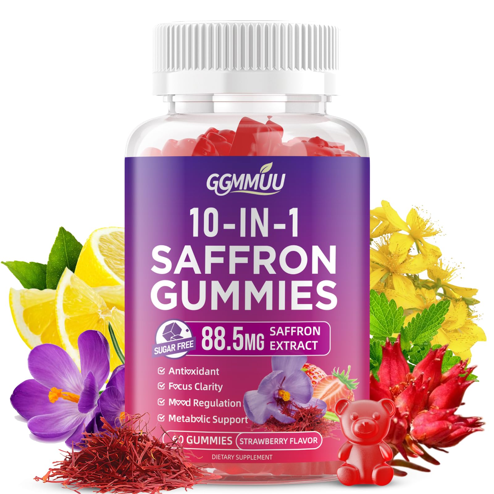 GGMMUU azafrán gomitas en botella para relajación diaria