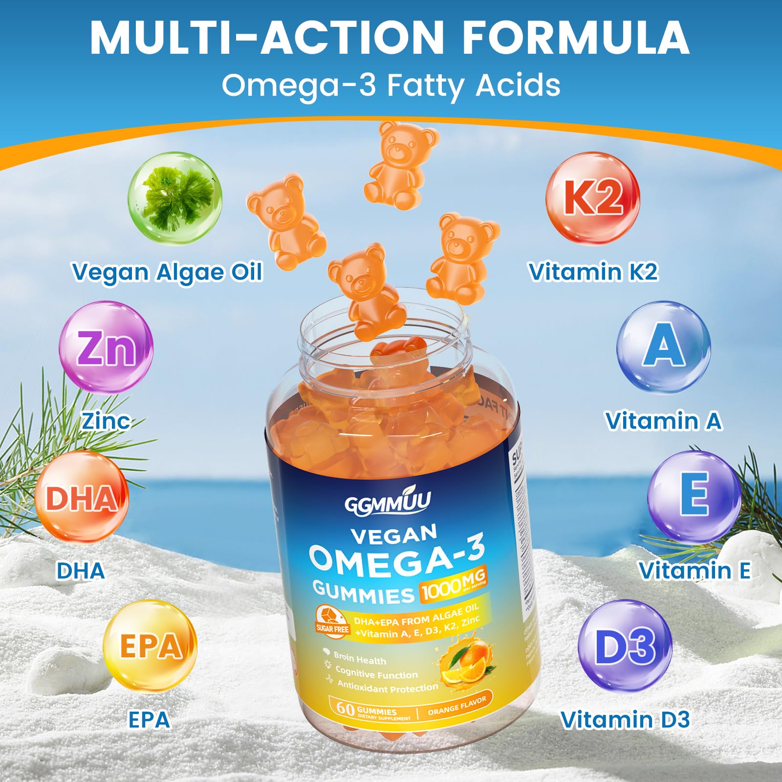 Gomitas GGMMUU Omega3 textura suave, fácil de masticar sin esfuerzo.