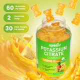 GGMMUU Potasio Citrato Gominolas, etiqueta vegana: libre de gluten y alérgenos.