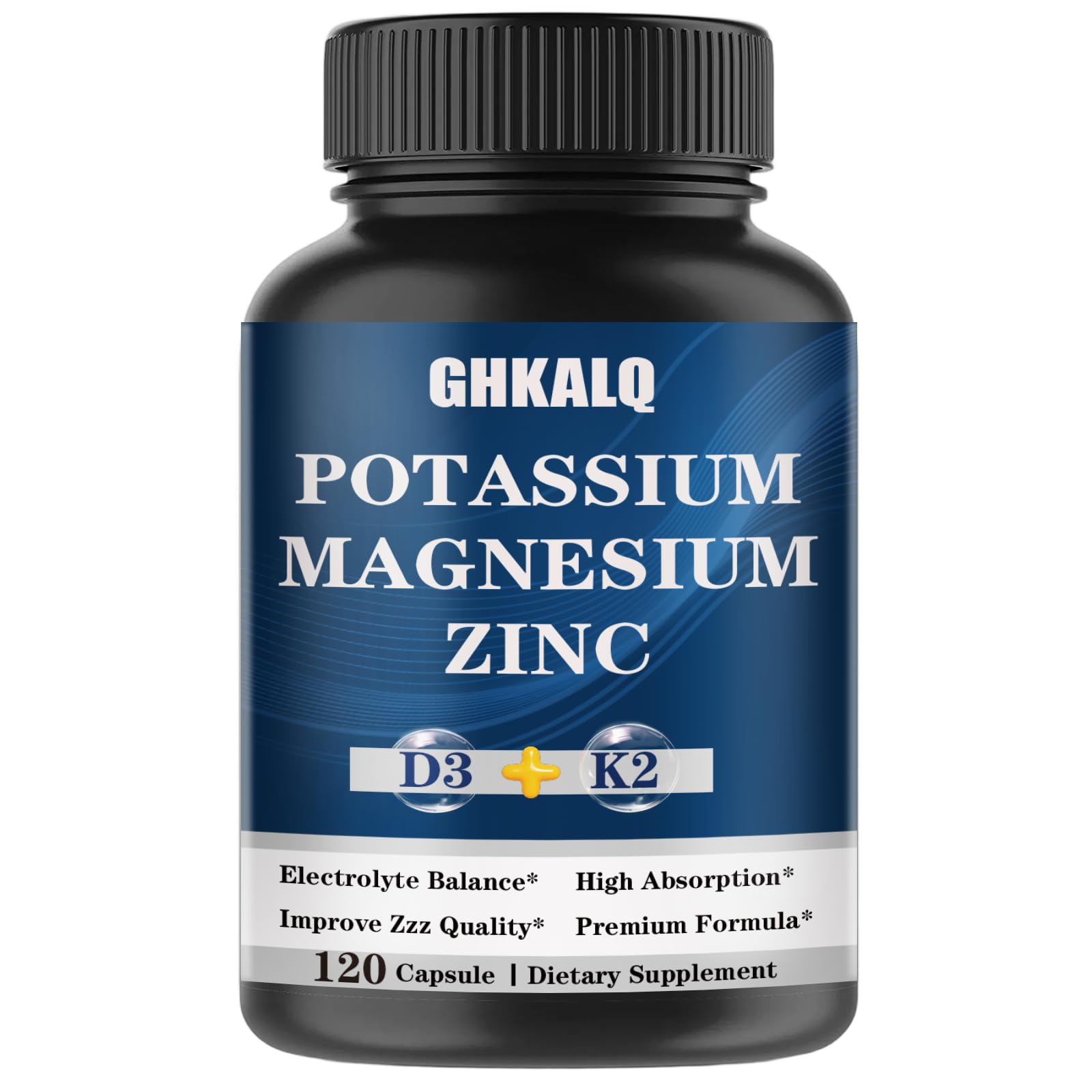 GHKALQ frasco de cápsulas con potasio, magnesio y zinc para energía diaria