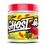 Ghost BCAA Powder sabor Redberry, envase de 30 porciones para entrenamiento.