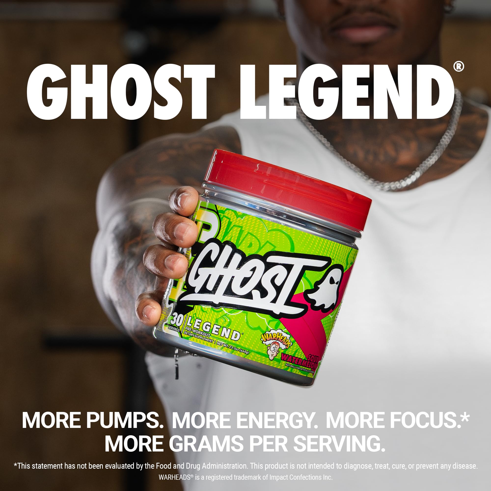GHOST Legend con L-Citrulina para bombeo sostenido y mayor enfoque.