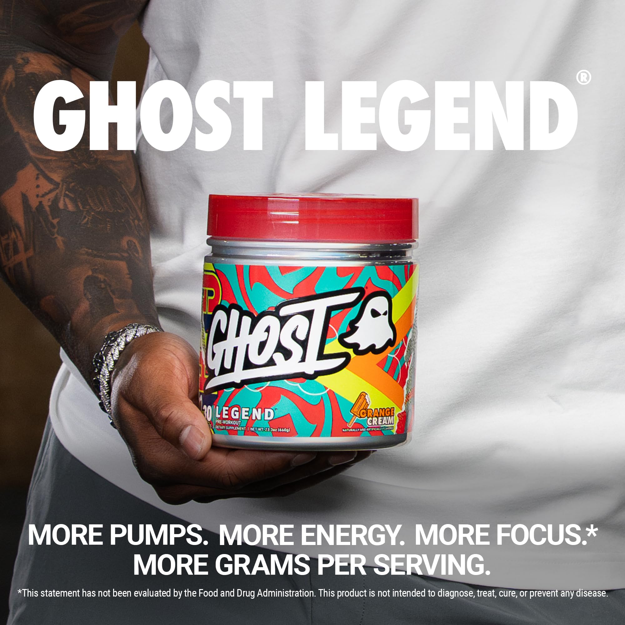 GHOST Legend etiqueta transparente que destaca la composición para tu rutina de entrenamiento.