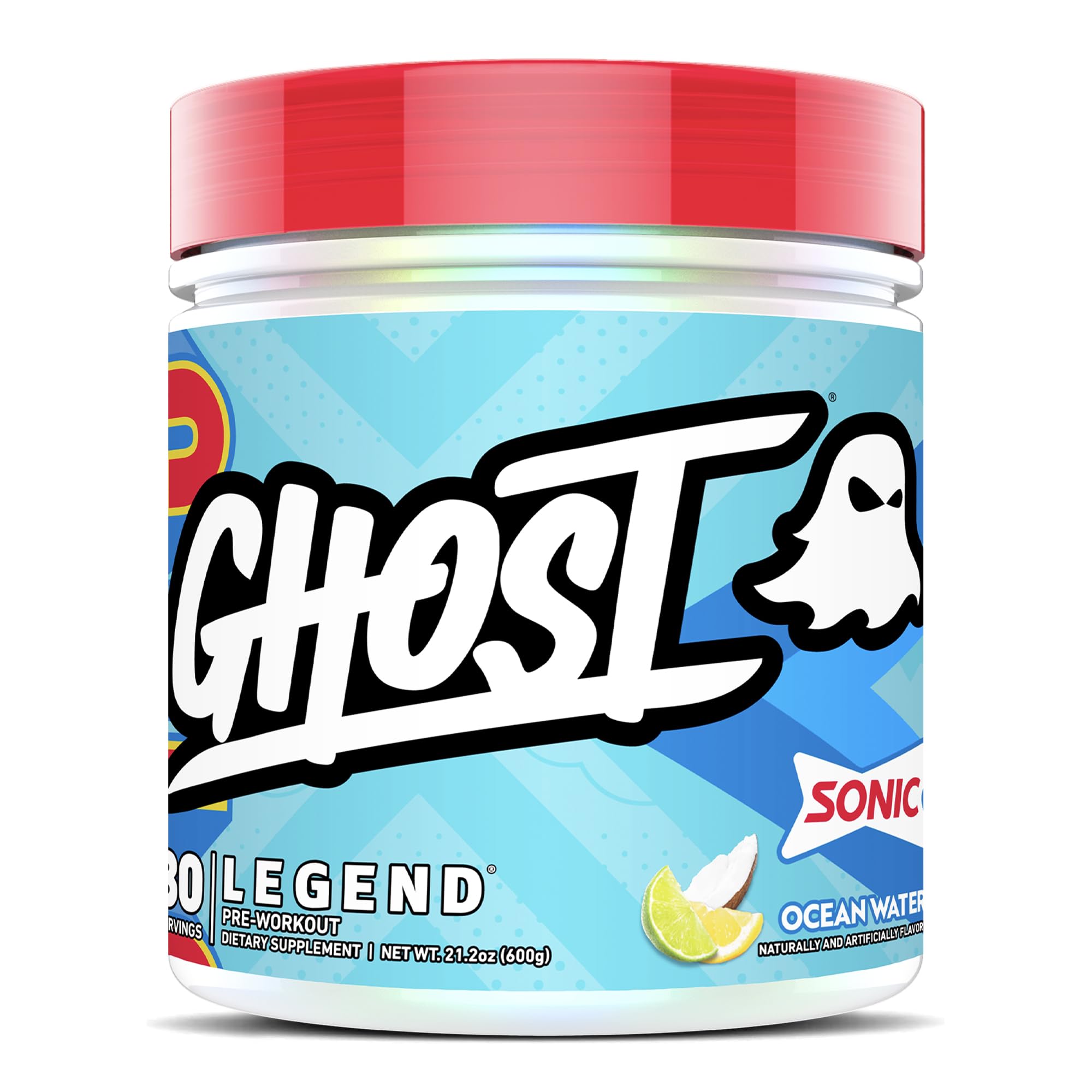 GHOST Legend Pre-entrenamiento en bote con sabor océano Sonic para energía sostenida