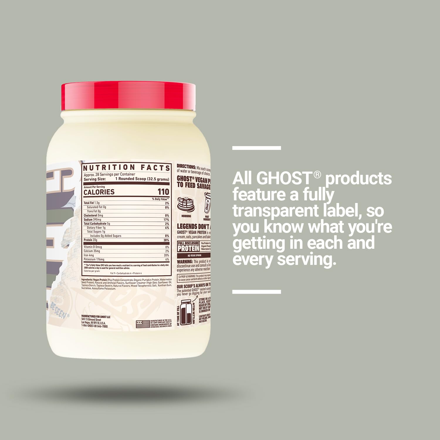 GHOST proteina vegana presenta textura cremosa lista para batir y hornear.