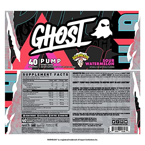 GHOST Pump etiqueta detallada muestra dosis para cada porción.