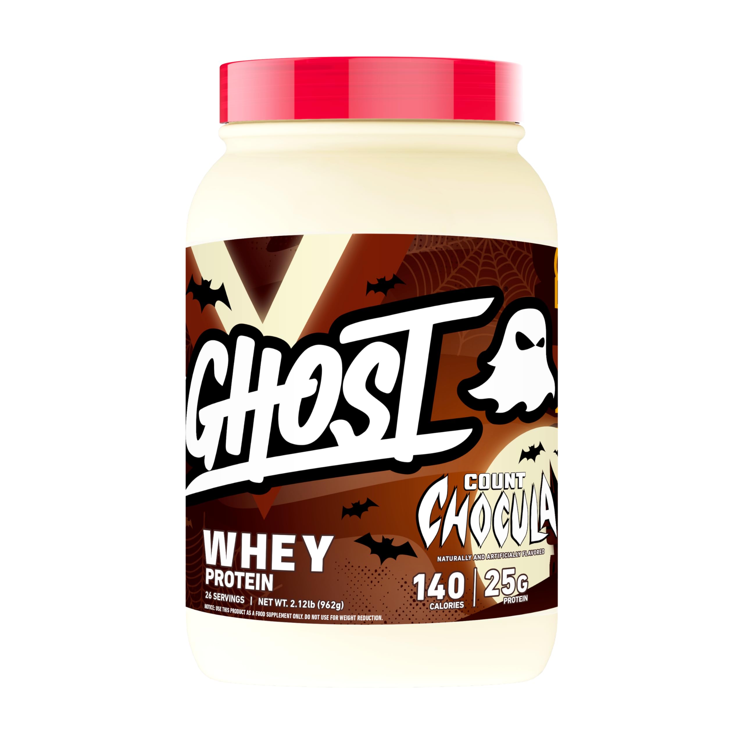 GHOST Count Chocula: etiqueta transparente que muestra la composición y beneficios por porción.