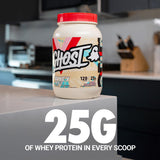 GHOST Whey Fruity Cereal Milk, batido en vaso, textura cremosa y sabor memorable