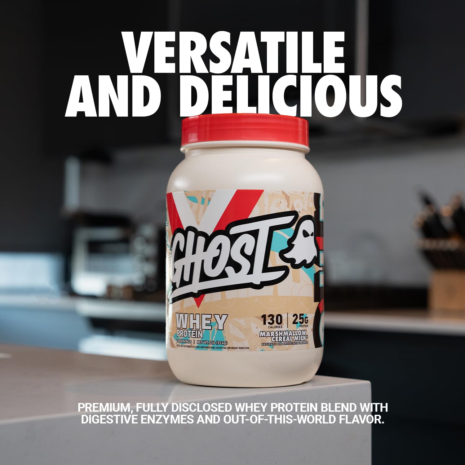 GHOST Marshmallow Cereal Milk: proteína de suero con sabor premium para batidos.
