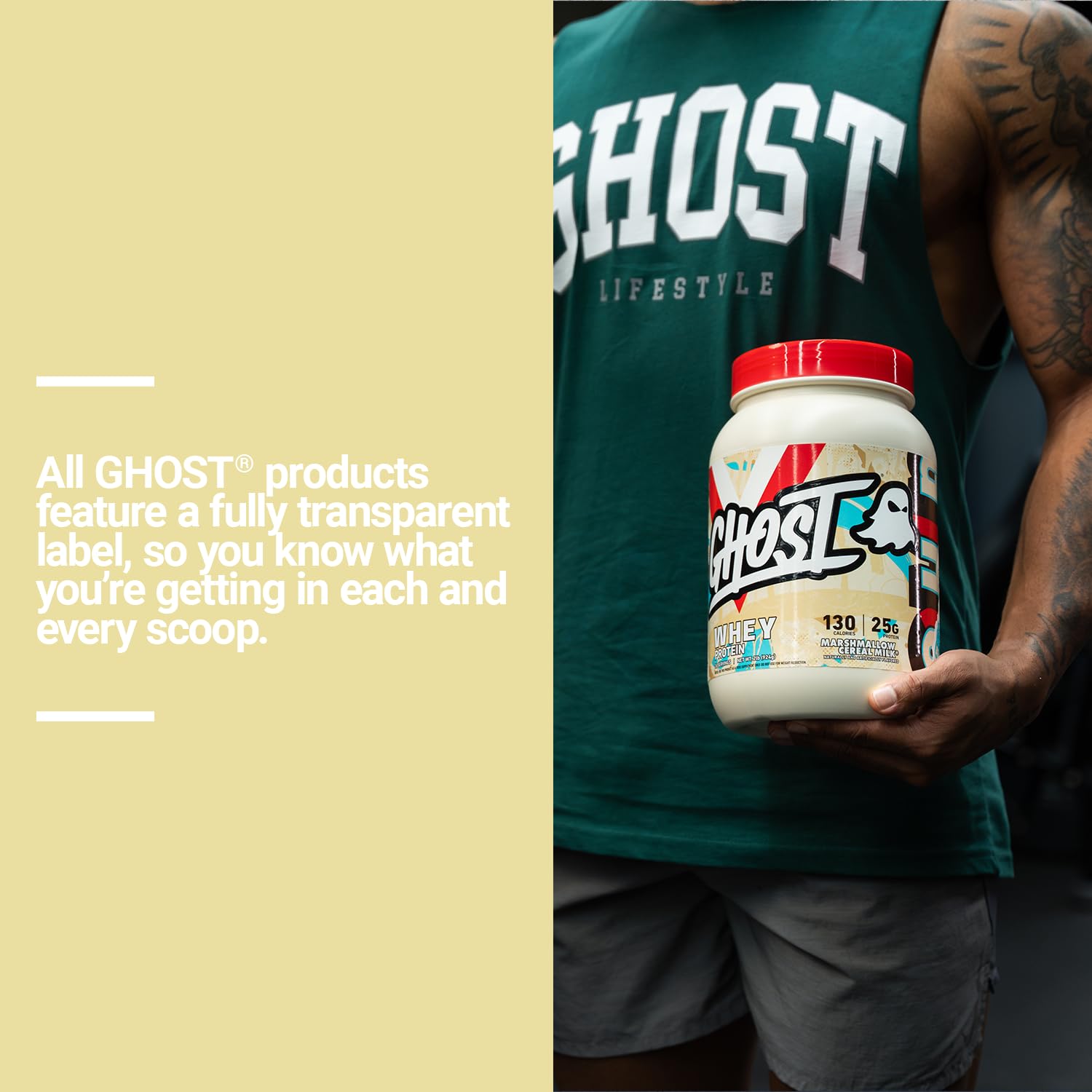 GHOST Whey Marshmallow Cereal Milk para recetas tras el entrenamiento.