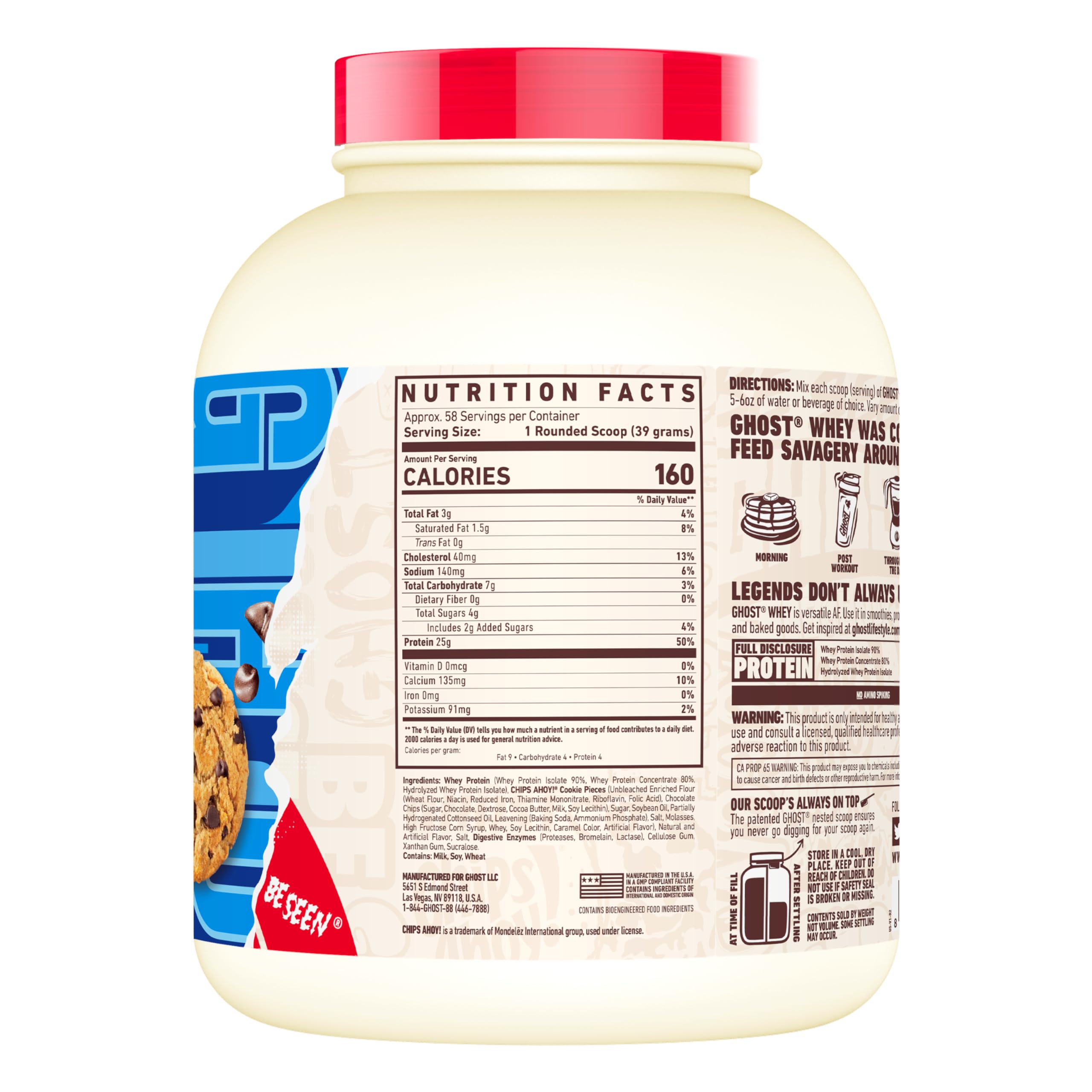 Proteína de suero Ghost con mezcla Chips Ahoy lista para batido
