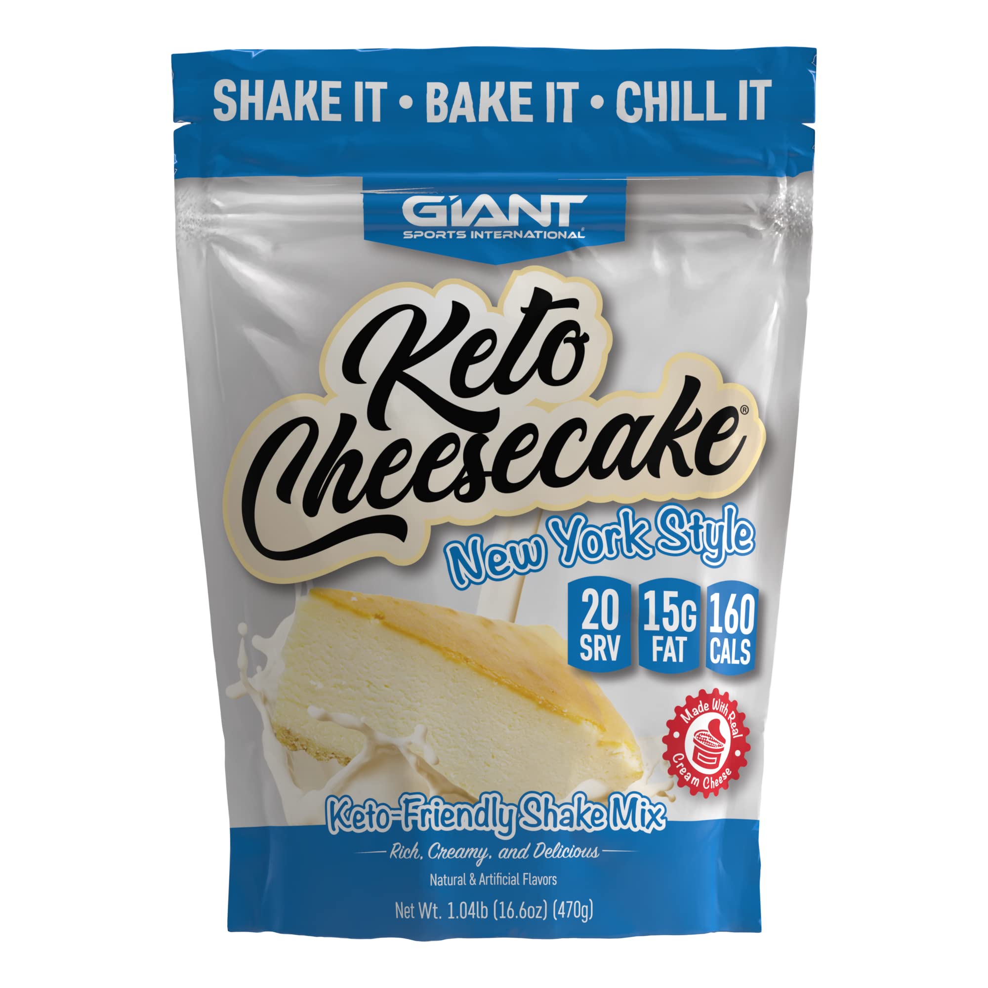Giant Sports Batido Cheesecake Cetogénico, empaque de 20 porciones para planificar macros