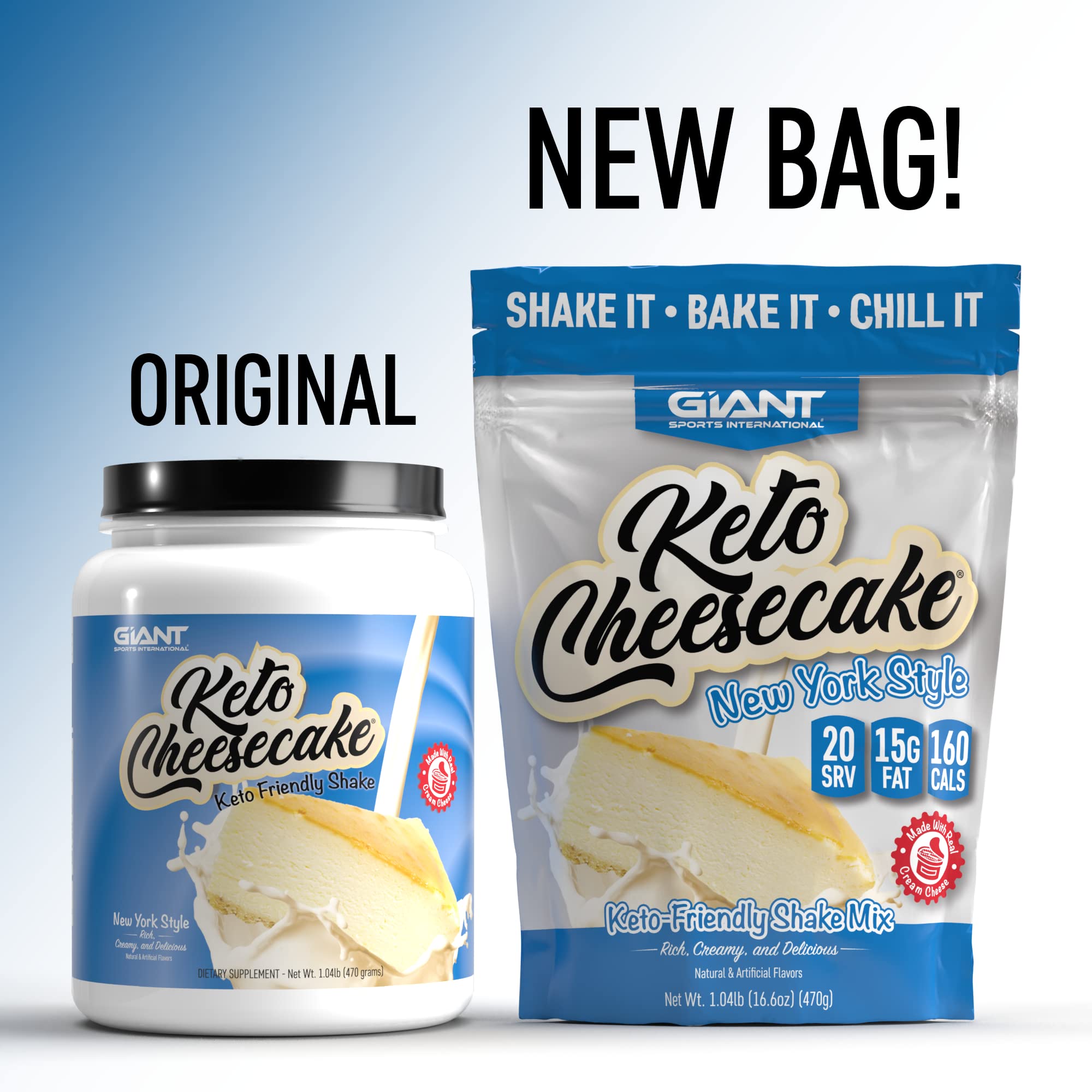 Giant Sports Batido Cheesecake Cetogénico, ingredientes queso crema real para sabor auténtico